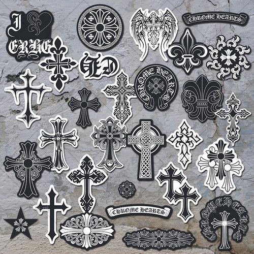 暗黑系潮牌克罗贴纸心哥特朋克风电脑机车头盔ipad滑板防水贴画