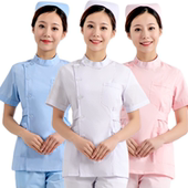 护士服短袖 立领偏襟单件上衣医院实验医护制服 分体小褂白色女薄款