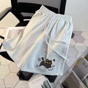 宽松休闲沙滩裤 男短裤 子外穿运动卫裤 冰丝中裤 夏季 抽绳男士 五分裤