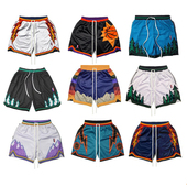 美式 潮 不过膝四分裤 篮球短裤 夏复古库里莫兰特布克森林狼训练美式