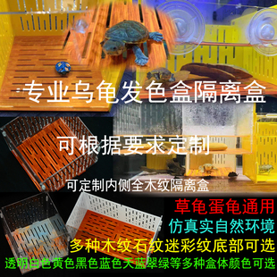 乌龟隔离盒蛋龟发色盒亚克力木纹石纹透明白色窄桥萨尔文红面