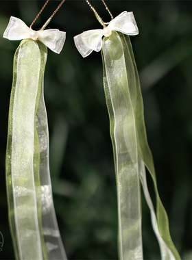 春绿 新中式汉服发带蝴蝶结飘带古风丝带绿色儿童头饰发饰配饰女