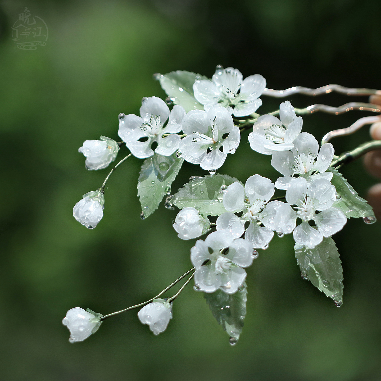 泛轻舟 热缩花簪梨花发簪u型新中式古风发钗簪子汉服流苏盘发头饰