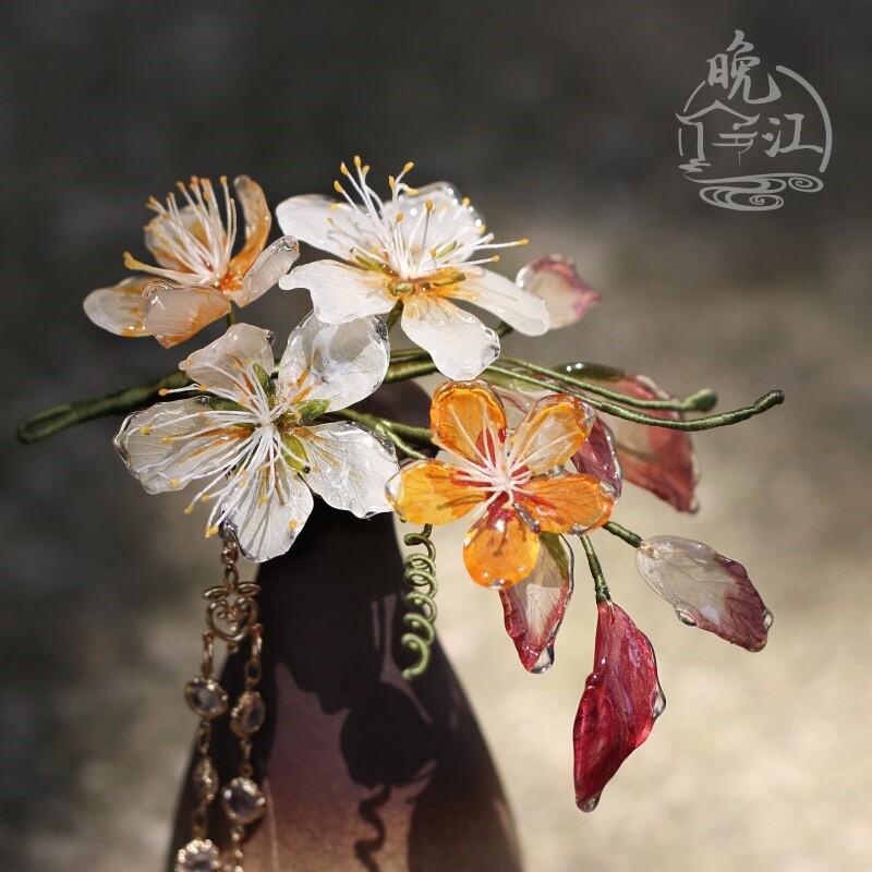 雾里热缩花簪古风头饰盘发发簪步摇流苏发钗簪子钗子汉服发饰女 晚江亭国风配饰原创设计 淘优券