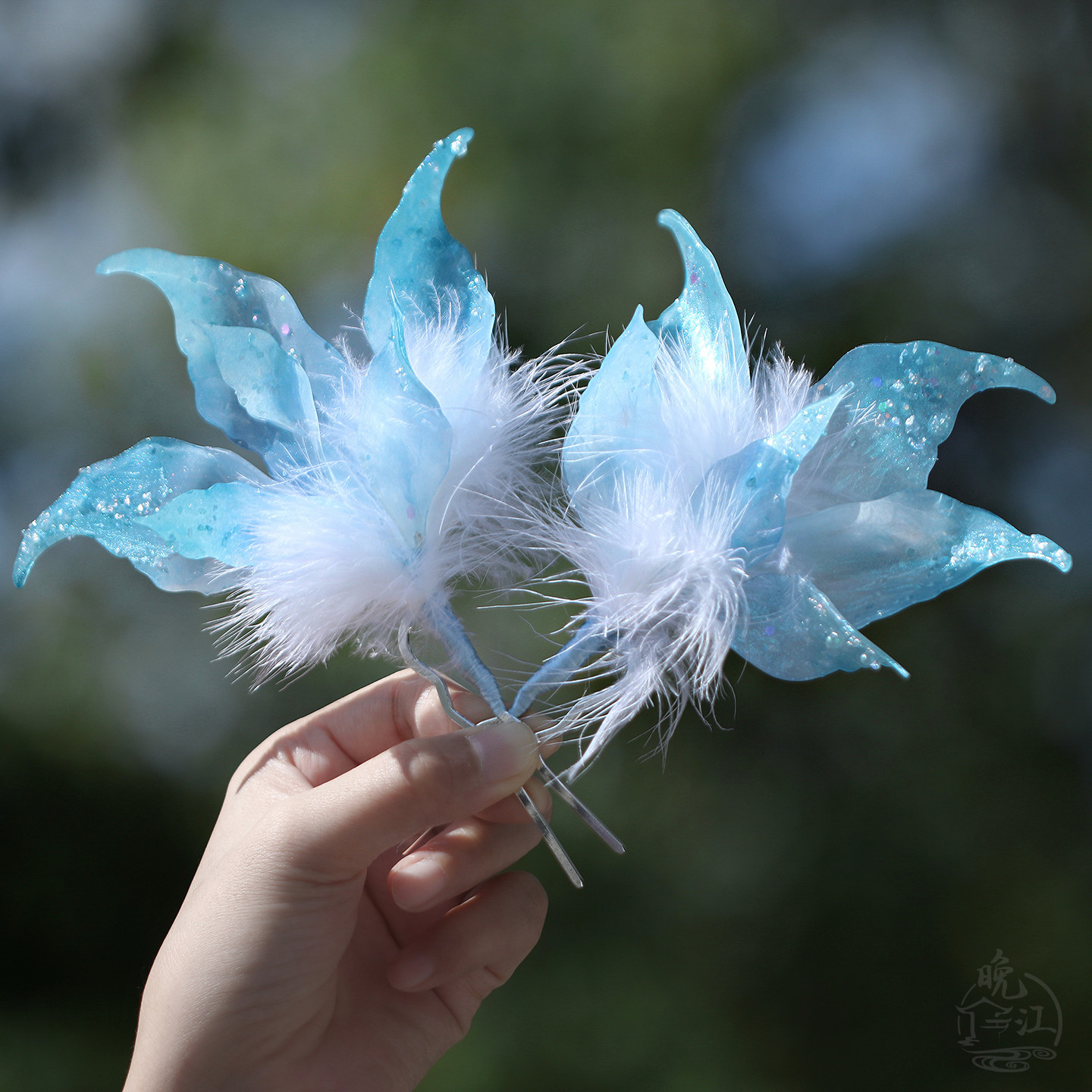 鱼尾 热缩新中式发簪u型盘发羽毛簪子头饰汉服古风发钗步摇国风蓝,饰品/流行首饰/时尚饰品新,发饰,淘宝优惠券,粉丝福利购,淘宝优惠卷