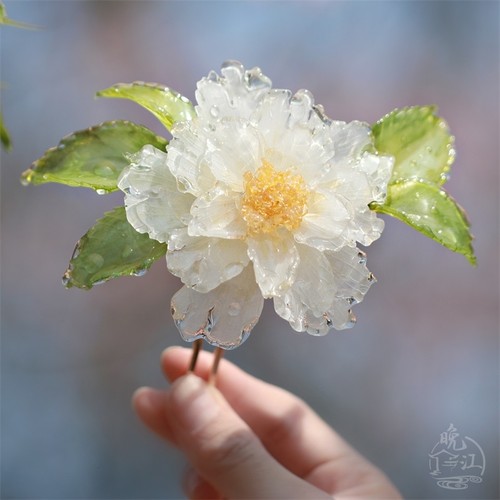 荼蘼花u型发钗热缩花簪中式国风