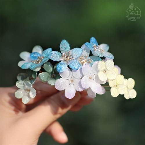 单朵小花配饰 热缩花簪国风发簪新中式点缀盘发古风发饰配饰发钗