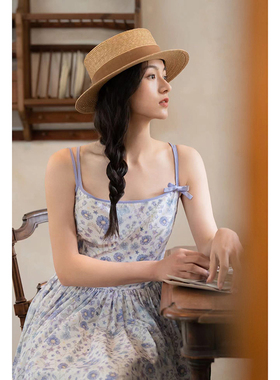 【断码清仓】ching's撞色可拆蝴蝶结吊带裙 大摆裙赫本风连衣裙