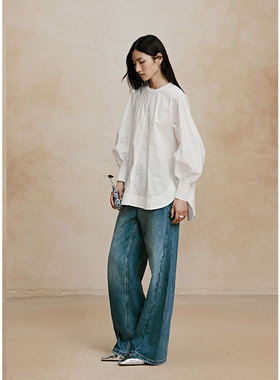[清仓]Cyan Moza来去缝高支棉布衬衫 简约百搭上衣MC2024002
