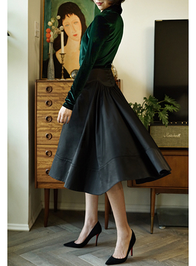 Ching's 复古不规则宫廷大摆小拖尾高腰大摆半身裙