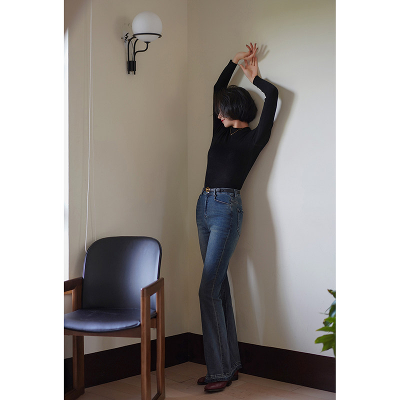 Ching's 高腰显瘦梨形身材散口弹力显高显腿长微喇裤牛仔裤拖地裤,女装/女士精品,牛仔裤,淘宝优惠券,粉丝福利购,淘宝优惠卷