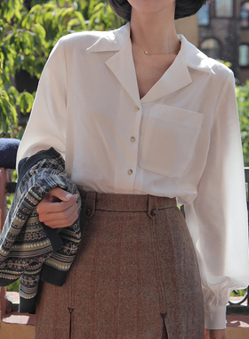 【断码清仓】Ching's复古港风西装领人丝衬衫 小众设计感别致上衣