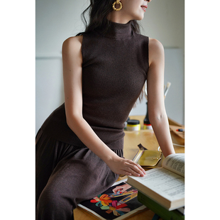 高腰长裙A字针织伞裙套装 Chings法式 复古羊毛混纺小高领针织上衣