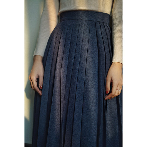 毛呢半身裙百褶裙大摆裙A字裙