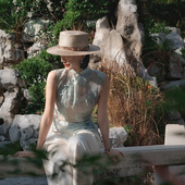 MW2024003 微透刺绣烧花上衣桑蚕丝衫 Chings 复古风真丝旗袍