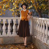 Chings 羊毛混纺收腰V领针织马甲春 女 法式 复古显瘦内搭背心开衫