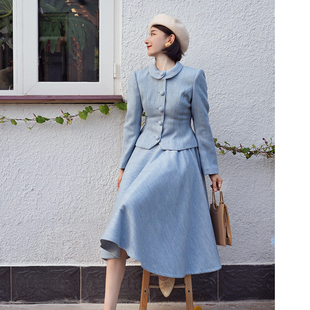 赫本风显瘦高级感气质vintage裙套装 Chings 复古小香风毛呢套装