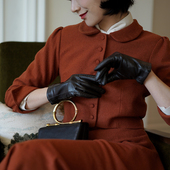 Chings 薄毛呢娃娃领单排扣九分袖 复古1950年代赫本风短上衣外套