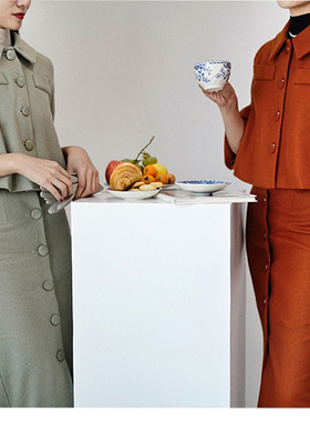 Ching's 1950年代赫本风优雅复古包臀裙短上衣气质羊毛毛呢套装秋