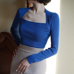 复古设计感气质针织打底衫 法式 2025秋 大方领显瘦毛衣 Chings