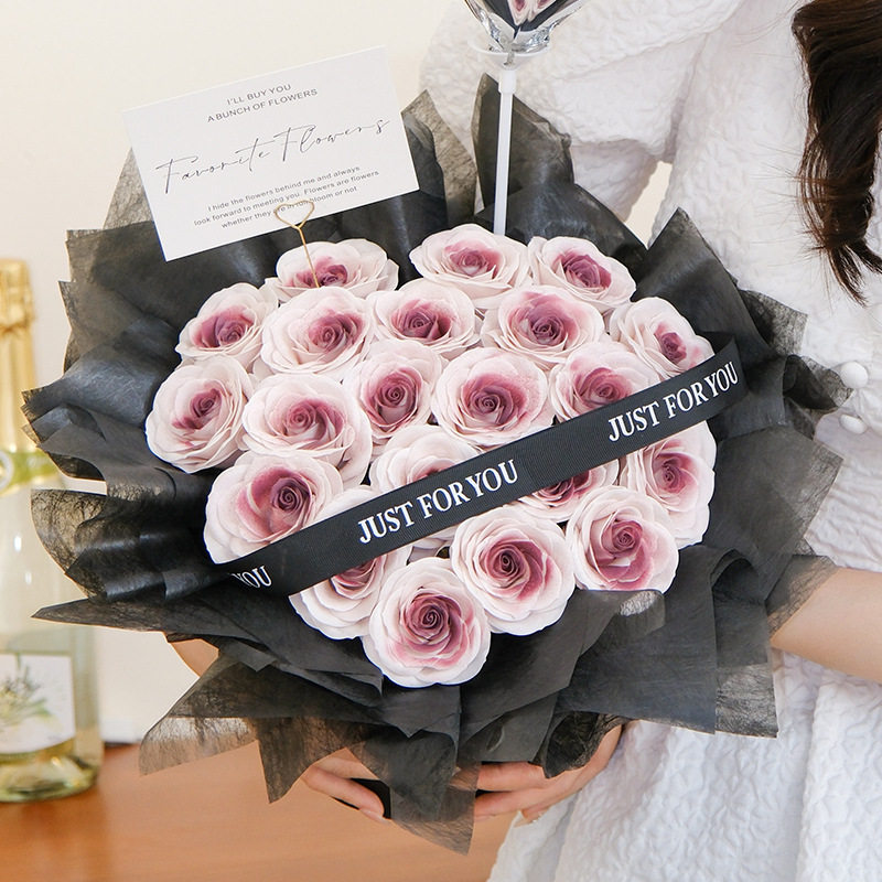 日本品质乌梅子酱玫瑰花束香皂花七夕情人节礼物女朋友生日手捧花
