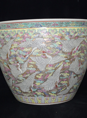 景德镇80年代金地千鹤祥云睡莲缸