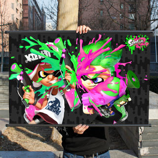 喷射战士2周边海报布制挂画Splatoon2斯普拉遁游戏铝合金画轴装饰