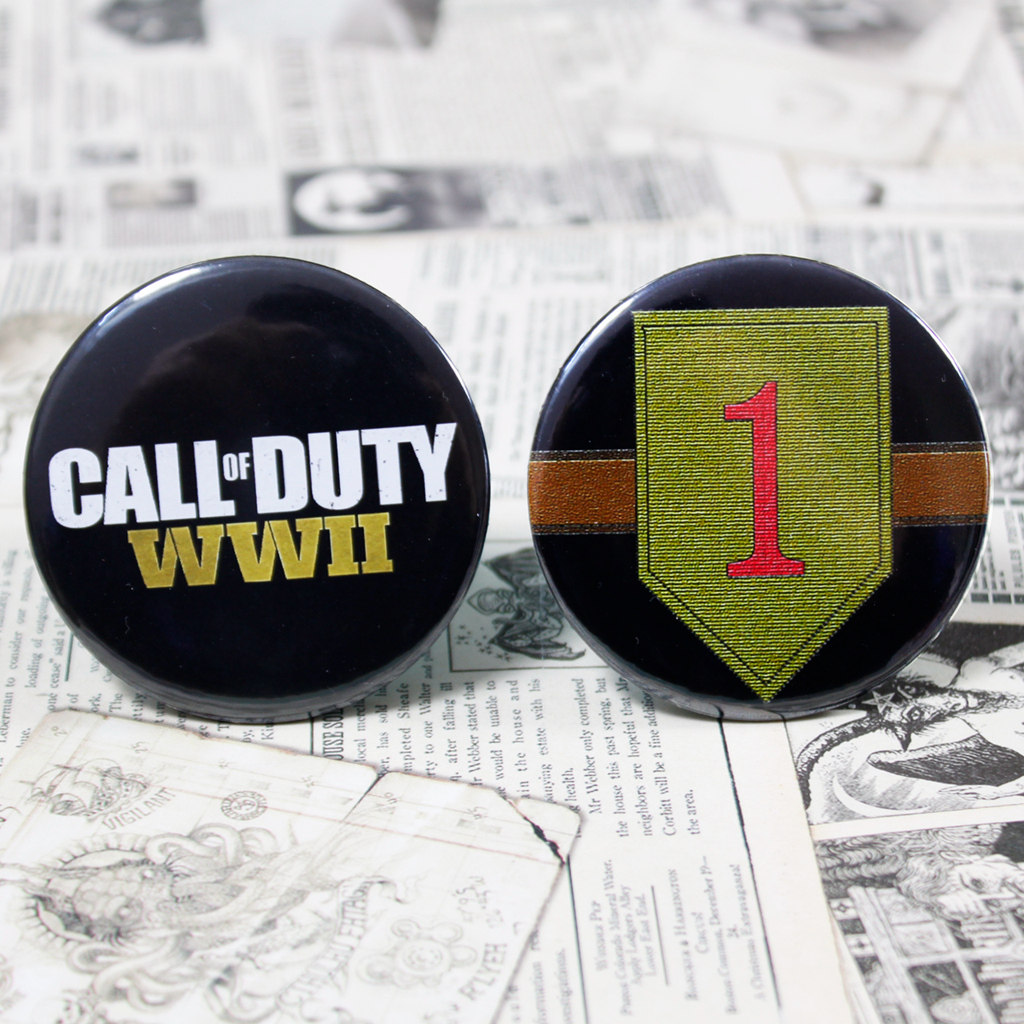 使命召唤:二战胸章,cod14周边徽章挂饰,大红一师 ww2