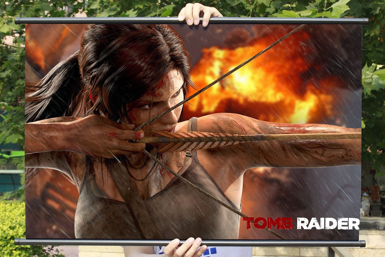 铝合金画轴古墓丽影9周边游戏收藏挂画 劳拉布制海报宿舍装饰