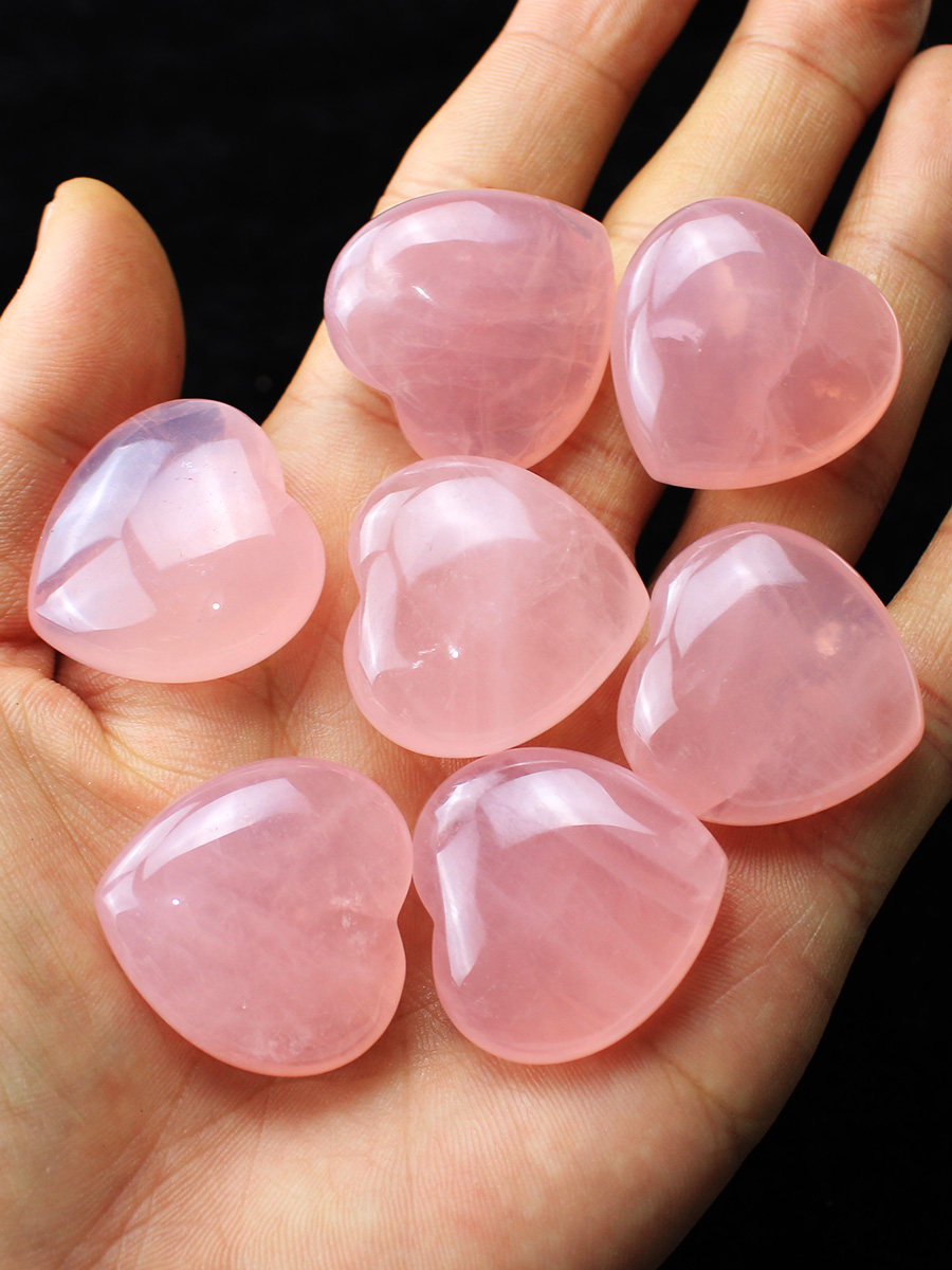 YI JINGYUAN 천연 핑크 크리스탈 거친 돌 장식품 하트 모양의 돌 커플 모델 히비스커스 돌 복숭아 꽃 장식품