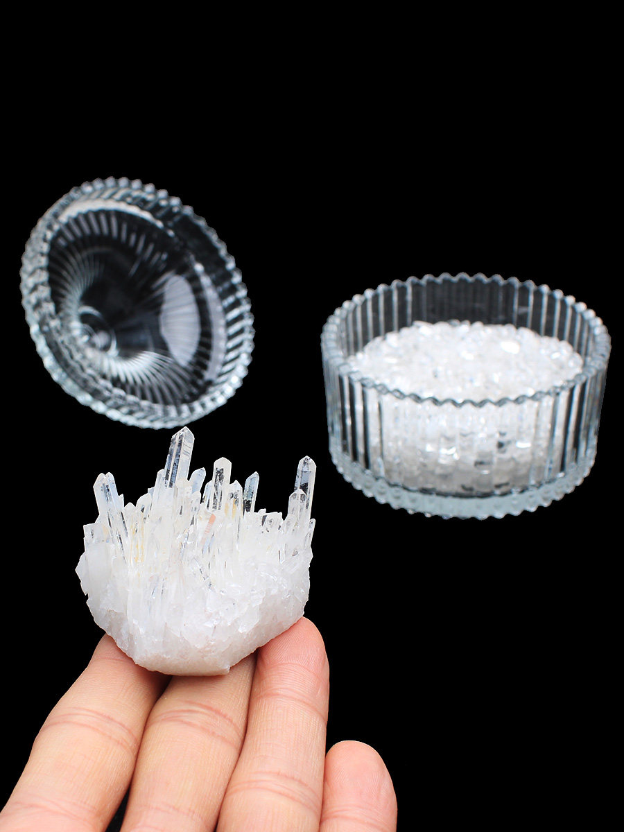 사물 1개 그림 1개 천연 백색 크리스털 클러스터 장식품 원석 탈자석 광석 탈자 그릇 팔찌 유리 제품