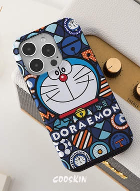 COOSKIN二合一韩国菲林iPhone17圆边卡通哆啦A梦哑光雾面机器猫15动漫蓝色14plus适用苹果16 Max防摔双层手机