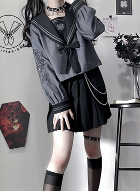 花见森原创【魔偶】不良水手服正统JK制服秋冬长裙套装中间服套装