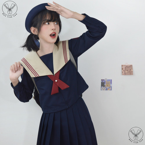 jk花见现货赤三本基础款水手服