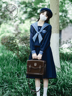 清仓 【泉铃中】浓绀色三本正统JK制服校供感中间服领巾水手服