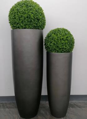 银灰色圆形落地大花瓶简约现代家居样板间软装饰品花器摆件