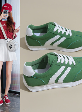 2025春夏季新款阿甘鞋女鞋女式板鞋中东鞋小白鞋低帮圆头大码绿色