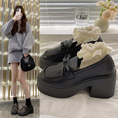 复古厚底皮鞋乐福鞋女外穿2025年新款时尚舒适英伦风单鞋小皮鞋女