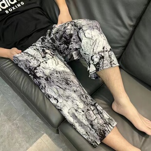 纯棉绸爷爷居家睡裤 中老年绵绸七分裤 男 爸爸夏天休闲中裤 2025新款