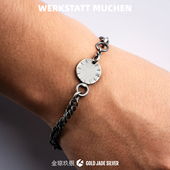 Werkstatt时钟表盘925银手链男女个性 小众简约暗黑工业风银饰潮流