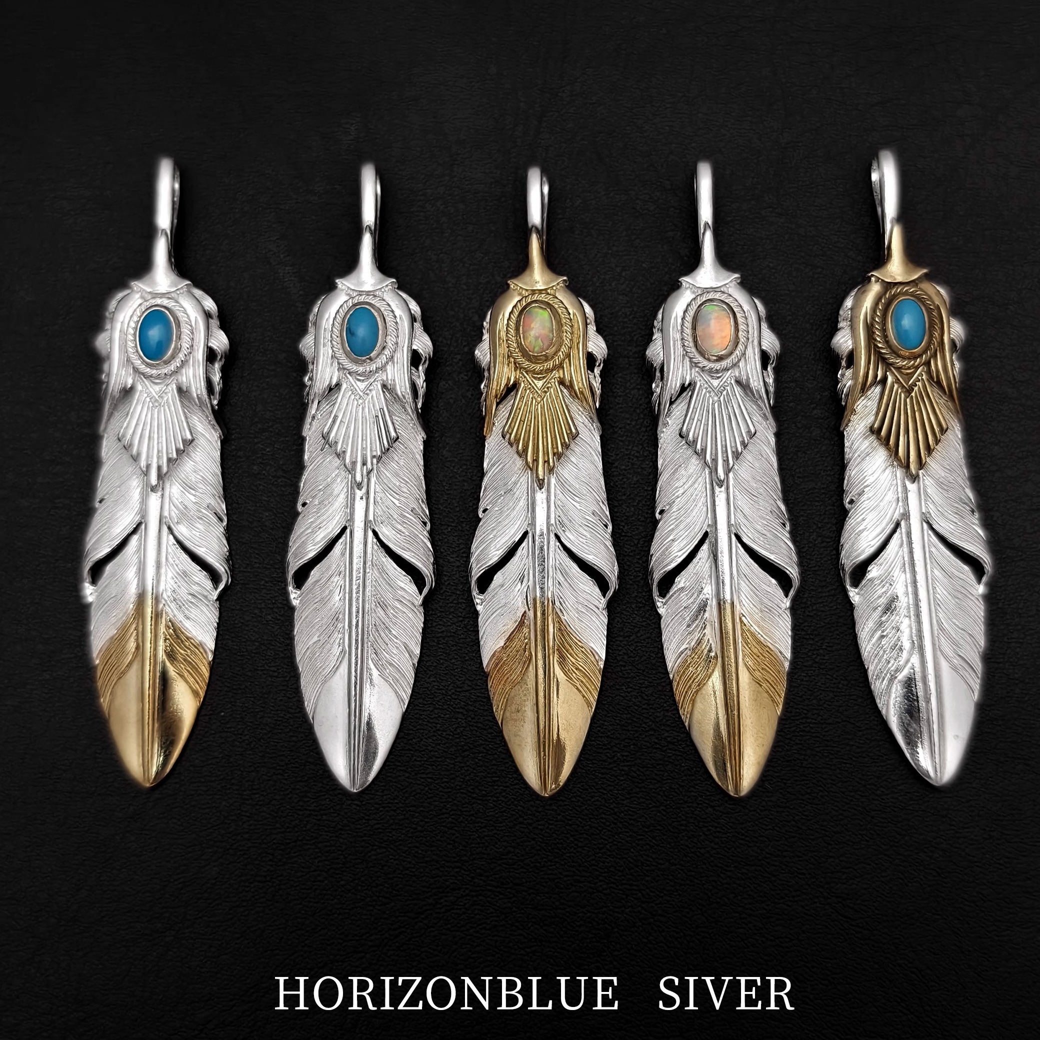 鹰标箭羽毛吊坠HORIZONBLUESIVER