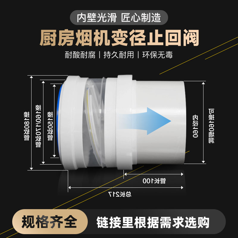 150/160/180软管转160墙洞管道阀PVC加厚加长出风口排风阀防风阀