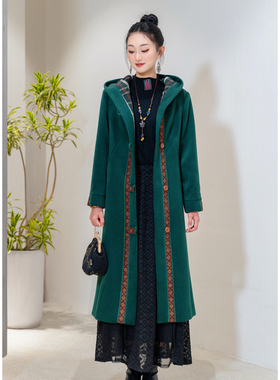 2024冬季新中式新国风气质复古高级感长款大衣外套224002N
