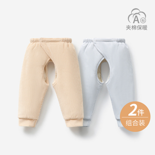 子宝宝保暖裤 新生婴儿棉裤 春秋冬0初生3月薄夹棉按扣魔术贴外穿裤