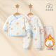 新生婴儿衣服秋冬棉袄夹棉0初生3月外套冬装 开裆分体宝宝棉服套装