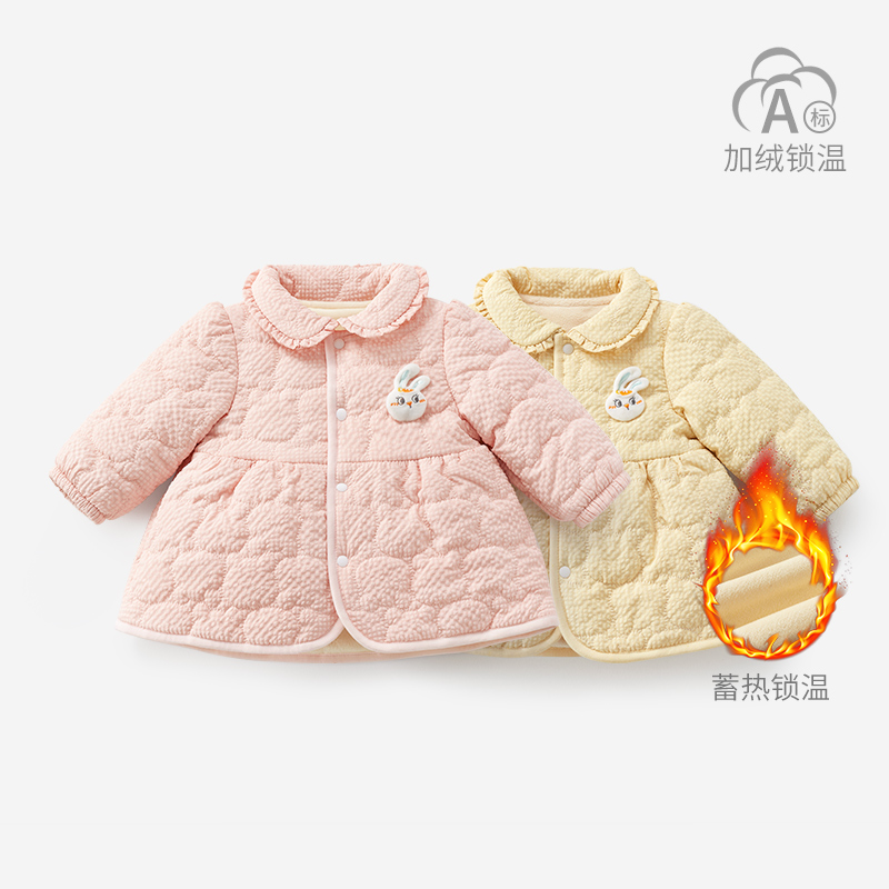 女童外套春秋冬加绒外出宝宝衣服