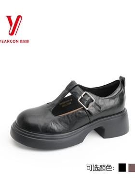 意尔康女鞋2025秋季新款真皮粗跟玛丽珍鞋显瘦小皮鞋5562GB31065Y