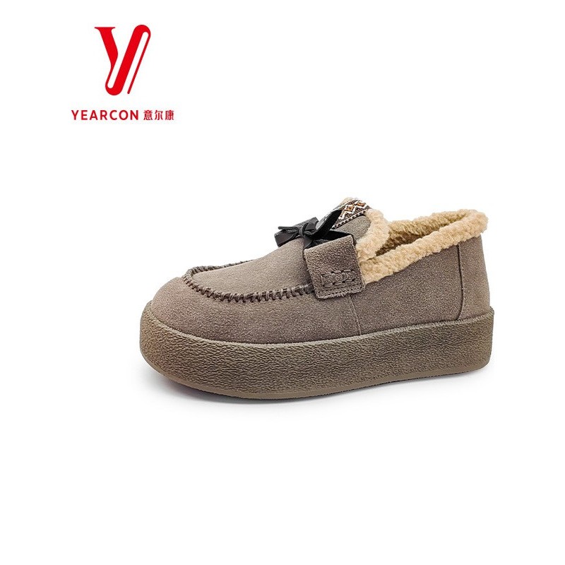 意尔康平底毛毛新款勃肯保暖棉鞋2025女鞋加绒5664AB130273鞋冬季