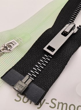 YKK 5号金属亮枪色长方片挂单开右插拉链 羽绒服夹克衫外套换拉锁