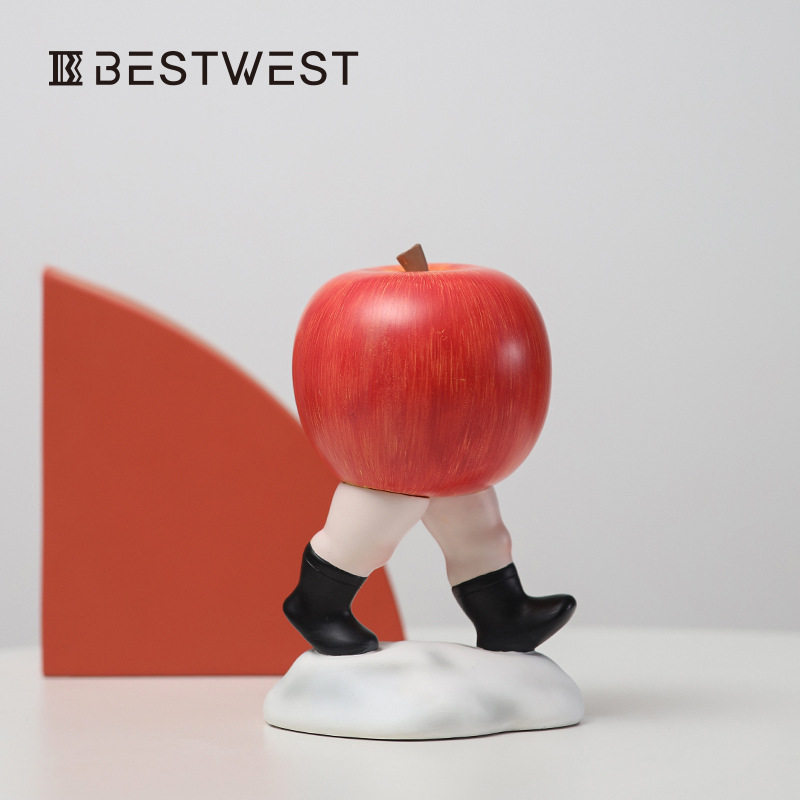 BESTWEST可爱红色苹果树脂软装摆件客厅家居岁岁平安乔迁礼物礼品